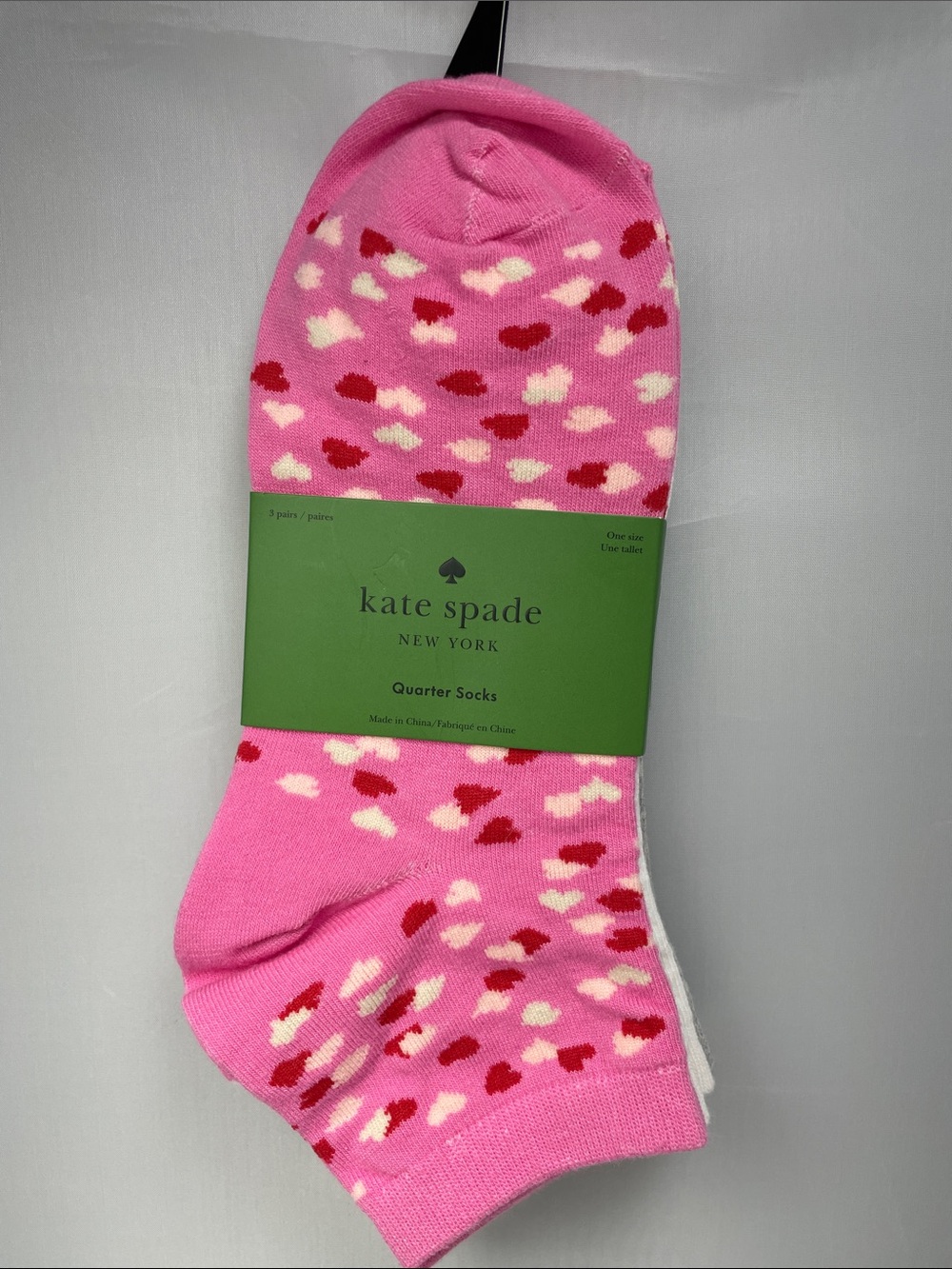 kate spade Pink Heart Pattern Quarter Socks
